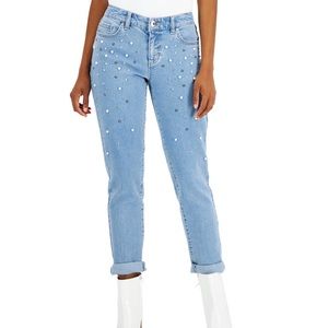 INC embellished mid rise jeans